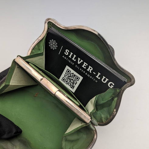 1907 British antique sterling silver purse with chain Thomas Bishton